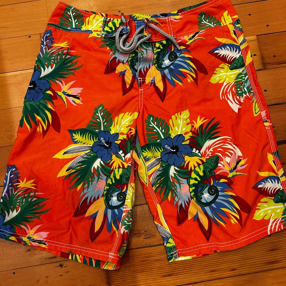 Vilebrequin Orange Floral Men's Swim Shorts